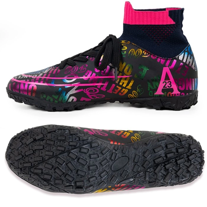 Бутсы футбольные KR-179 черно-розовый