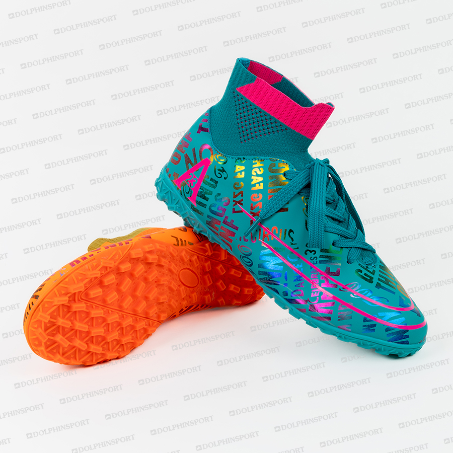 Бутсы футбольные KR-179 оранжевый-бирюзовый