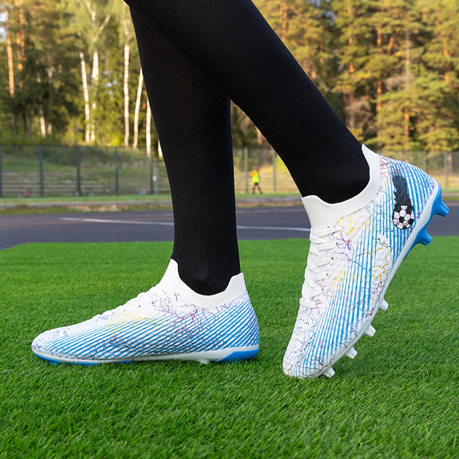 Бутсы футбольные KR-135 бело-голубые