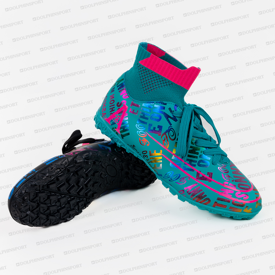 Бутсы футбольные KR-179 черный-бирюзовый