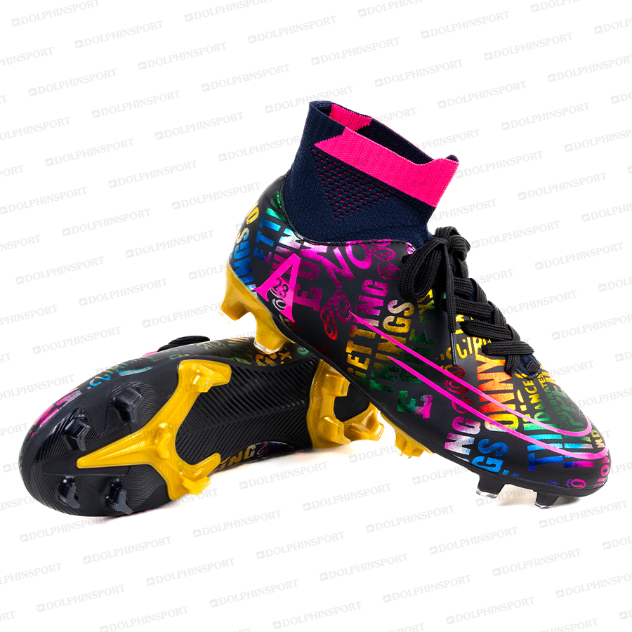 Бутсы футбольные KR-179/2 черно-розовый