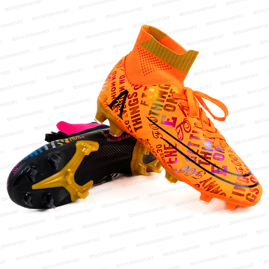 Бутсы футбольные KR-179/2 черный-оранжевый