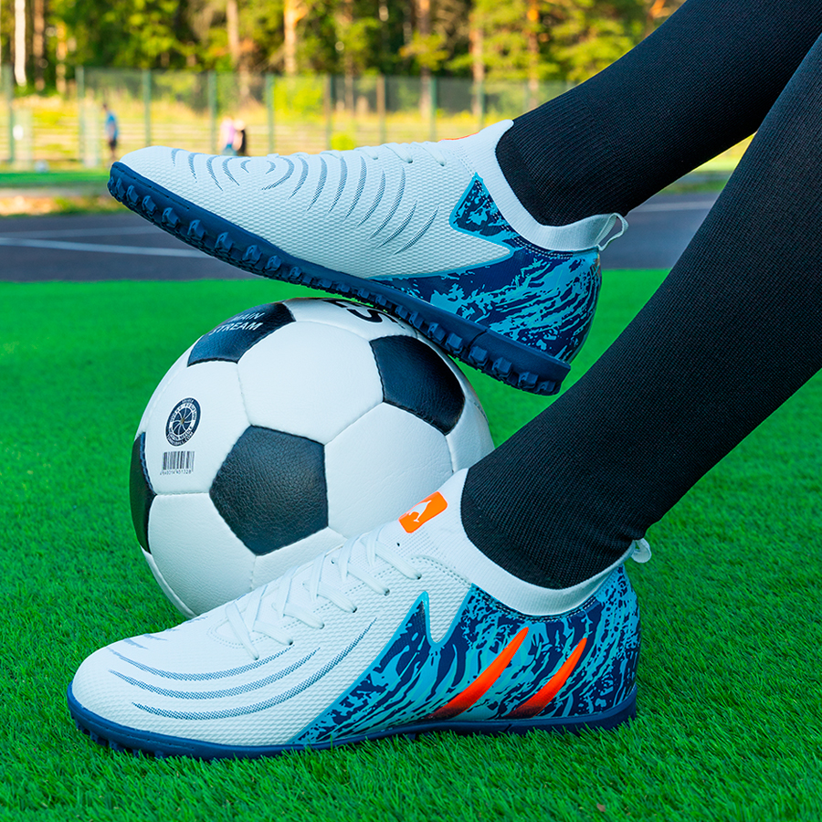 Бутсы футбольные KR-201 бело-синие