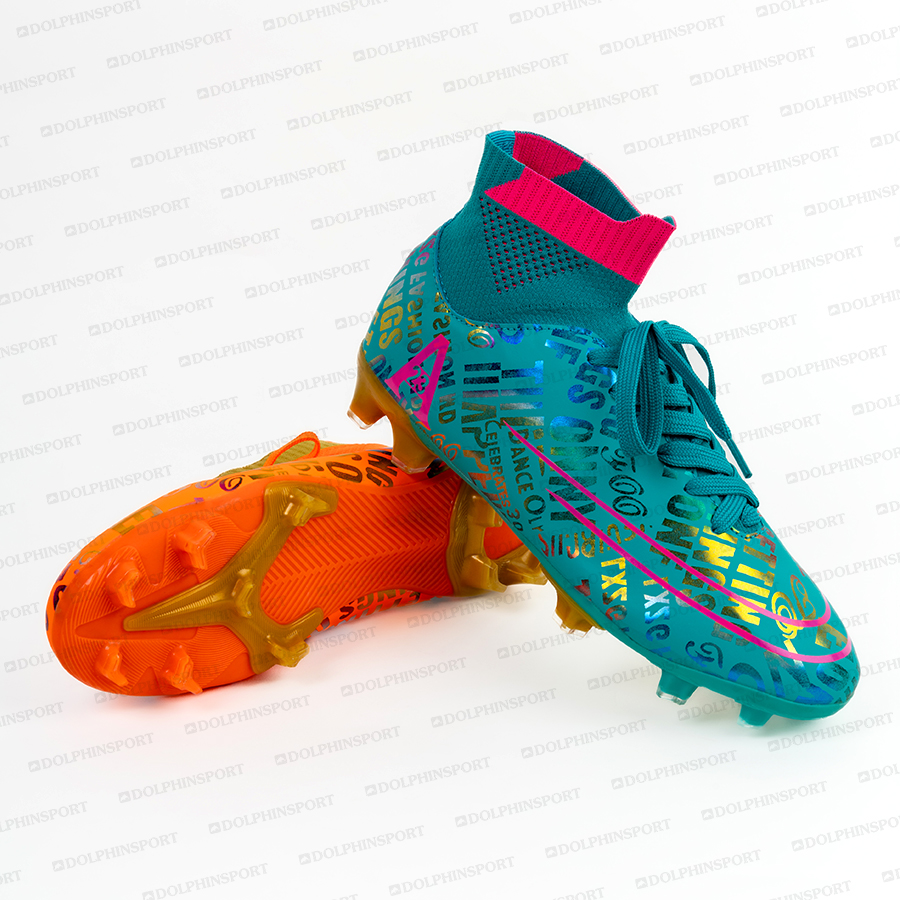 Бутсы футбольные KR-179/2 оранжевый-бирюзовый