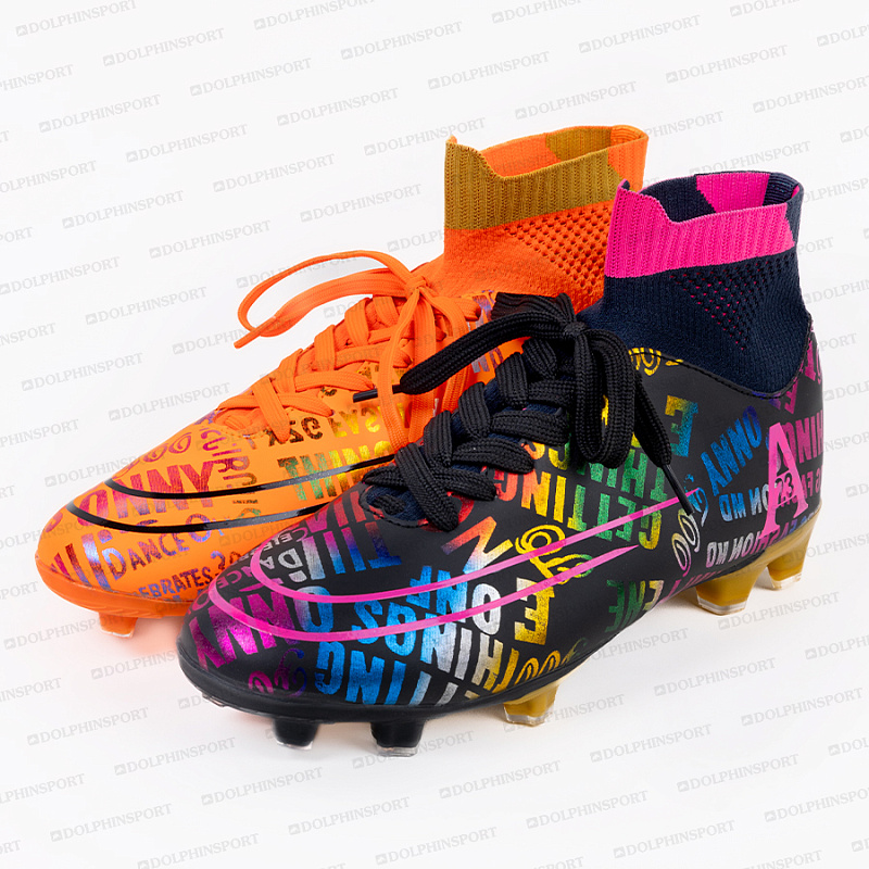 Бутсы футбольные KR-179/2 черный-оранжевый