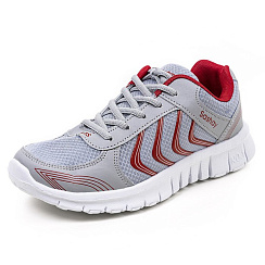 Кроссовки для бега KR-003/1 серо-красные DOLPHINSPORT – коллекция спортивной обуви для тренировок и соревнований